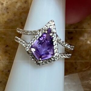 Bomb Party RBP4159 Garden District Lavender Quartz on Rhodium Size 6 Ring
